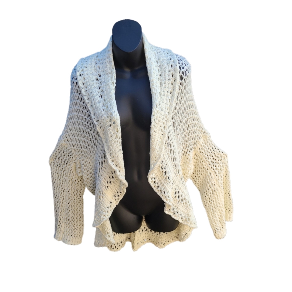 VENUE OFF WHITE CROCHET CARDIGAN NWT - Picture 5 of 5